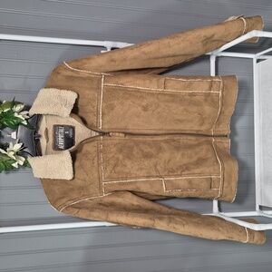 Aeropostale Faux Suede Jacket with Shearling Collar